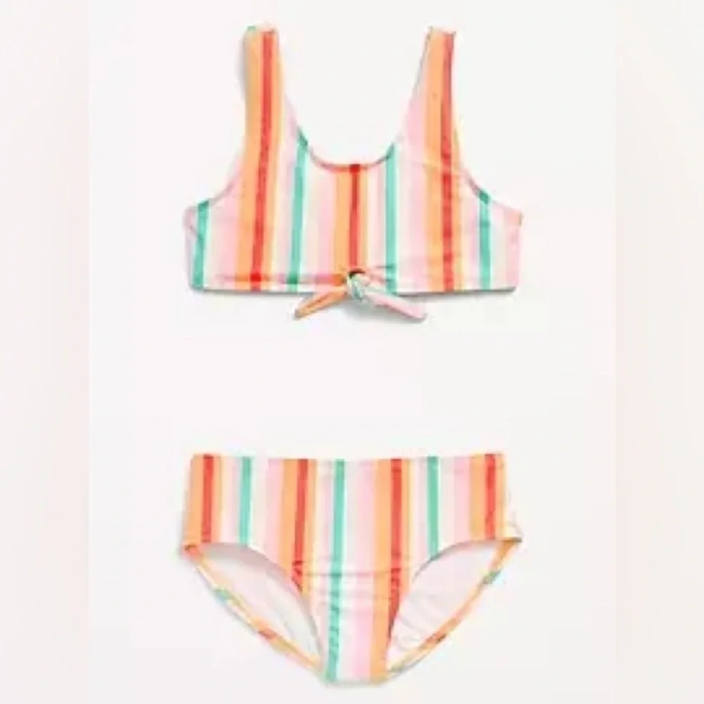 Girls Bikini Swimsuit 2 piece Set Colorful Stripe Old Navy Small 6-7